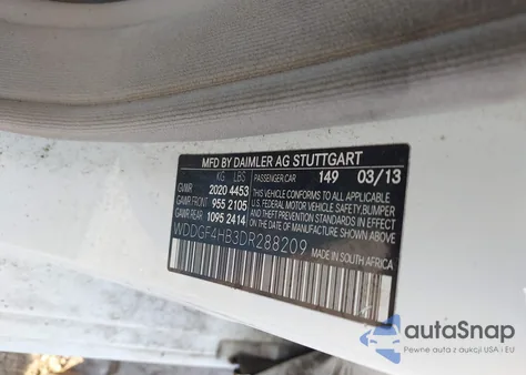 2013 Mercedes-Benz C 250 from USA, damaged, VIN WDDGF4HB3DR288209